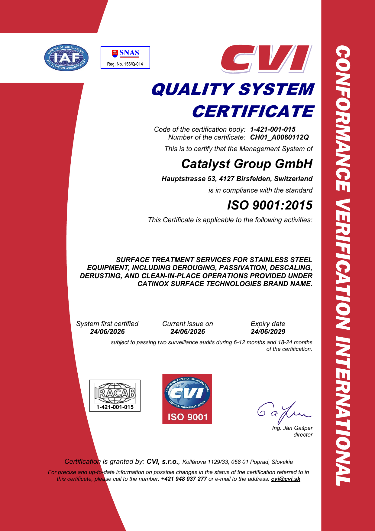ISO 9001:2015 certificate